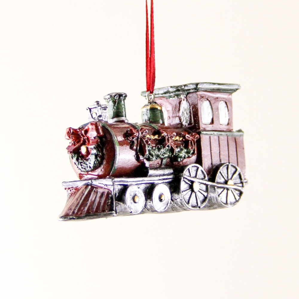 Елочная игрушка Рождественский поезд, 11 см, полистоун #1