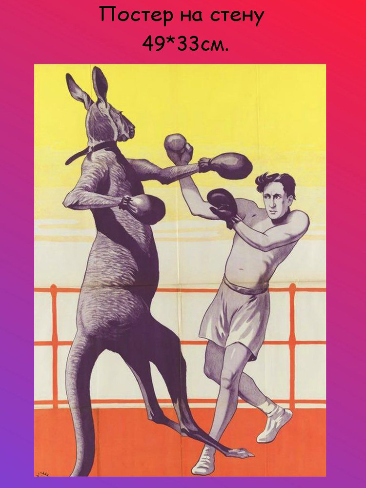 Постер, плакат на стену Кенгуру Боксер 49х33 см (А3+) #1