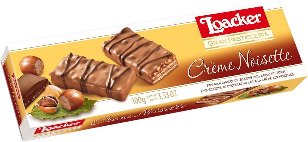 Вафли Loacker Gran Pasticceria Creme Noisette с лесным орехом в молочном шоколаде, 100г, 3 штуки  #1