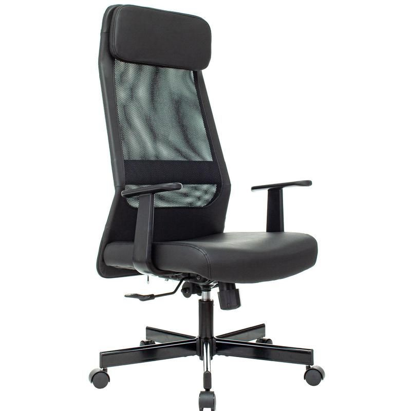 Кресло VB_EChair-651 TPU кожзам черный, сетка черая,металл