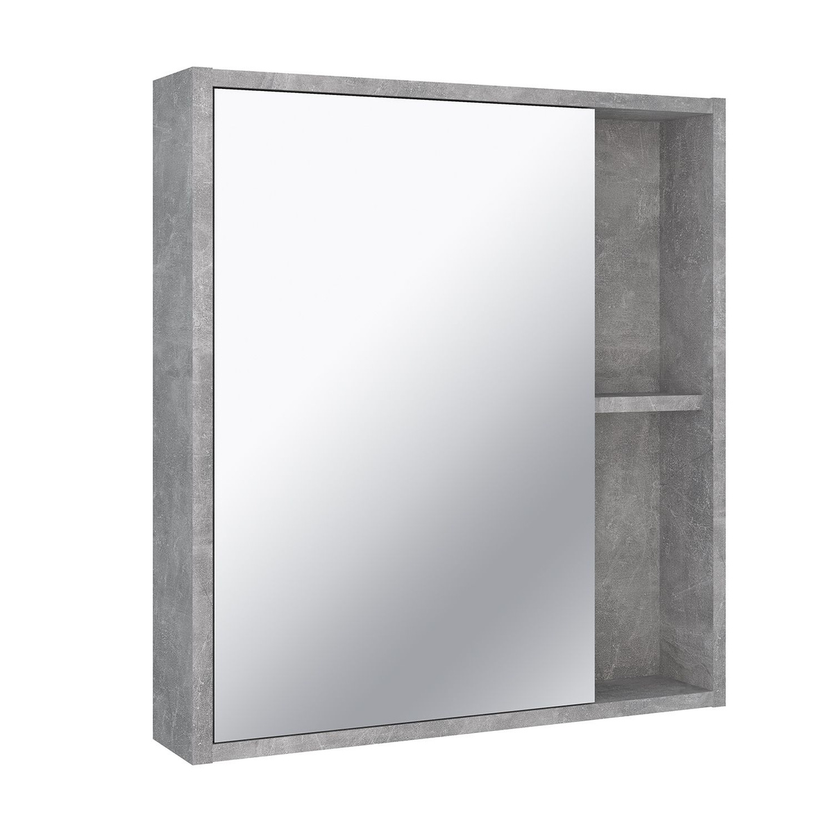 Зеркало шкаф для ванной / Runo / Эко 60 / серый бетон / универсальный / полка для