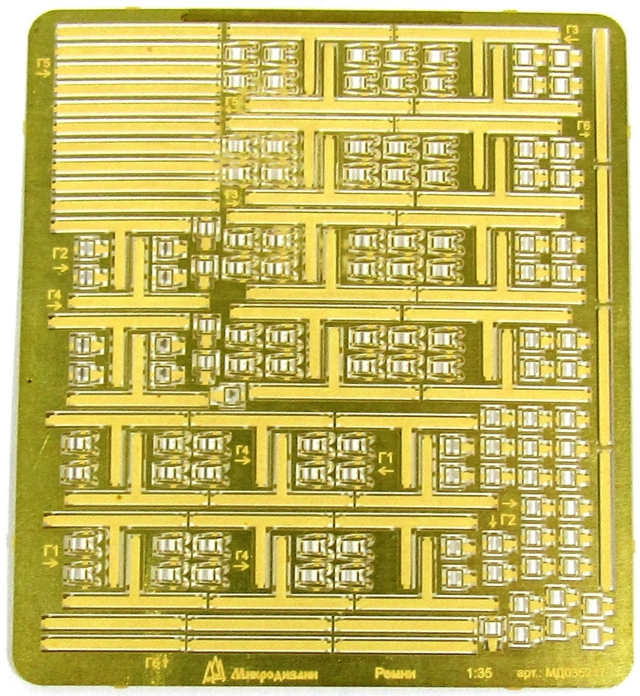 Микродизайн Ремни-стяжки + замки для БТТ (Т-64 / Т-90), 1/35, Фототравление  #1