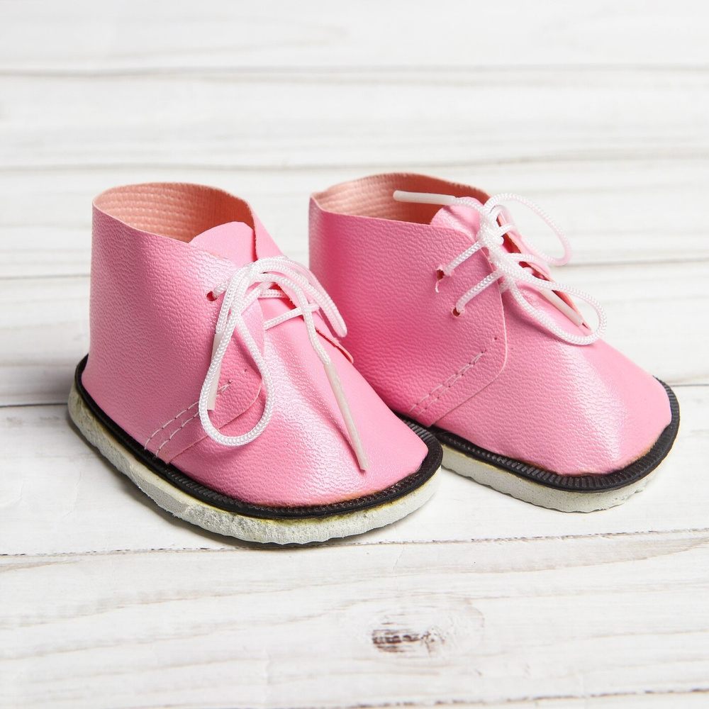 Ботинки для куклы "Завязки", длина подошвы: 7,5 см, 1 пара, цвет нежно-розовый  #1