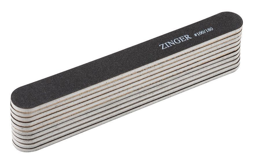 Zinger Пилочка для ногтей прямая UT-401A ( #100-180), THERMO, цвет черный,10 шт. в упаковке, пилка маникюрная #1