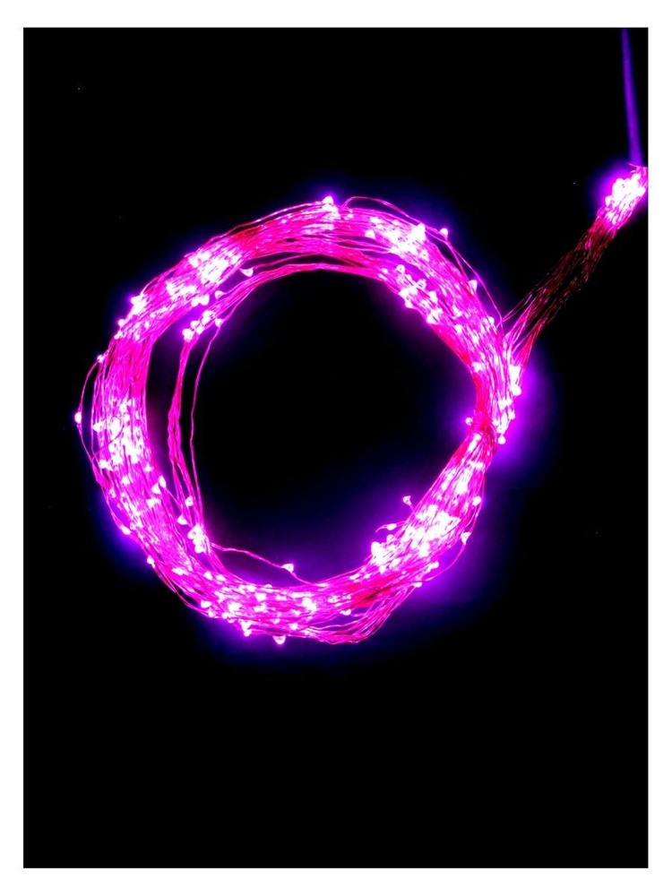 Гирлянда Нить "Роса" (Конский хвост) 380 розовых LED, 19 нитей по 200 см, IP20  #1