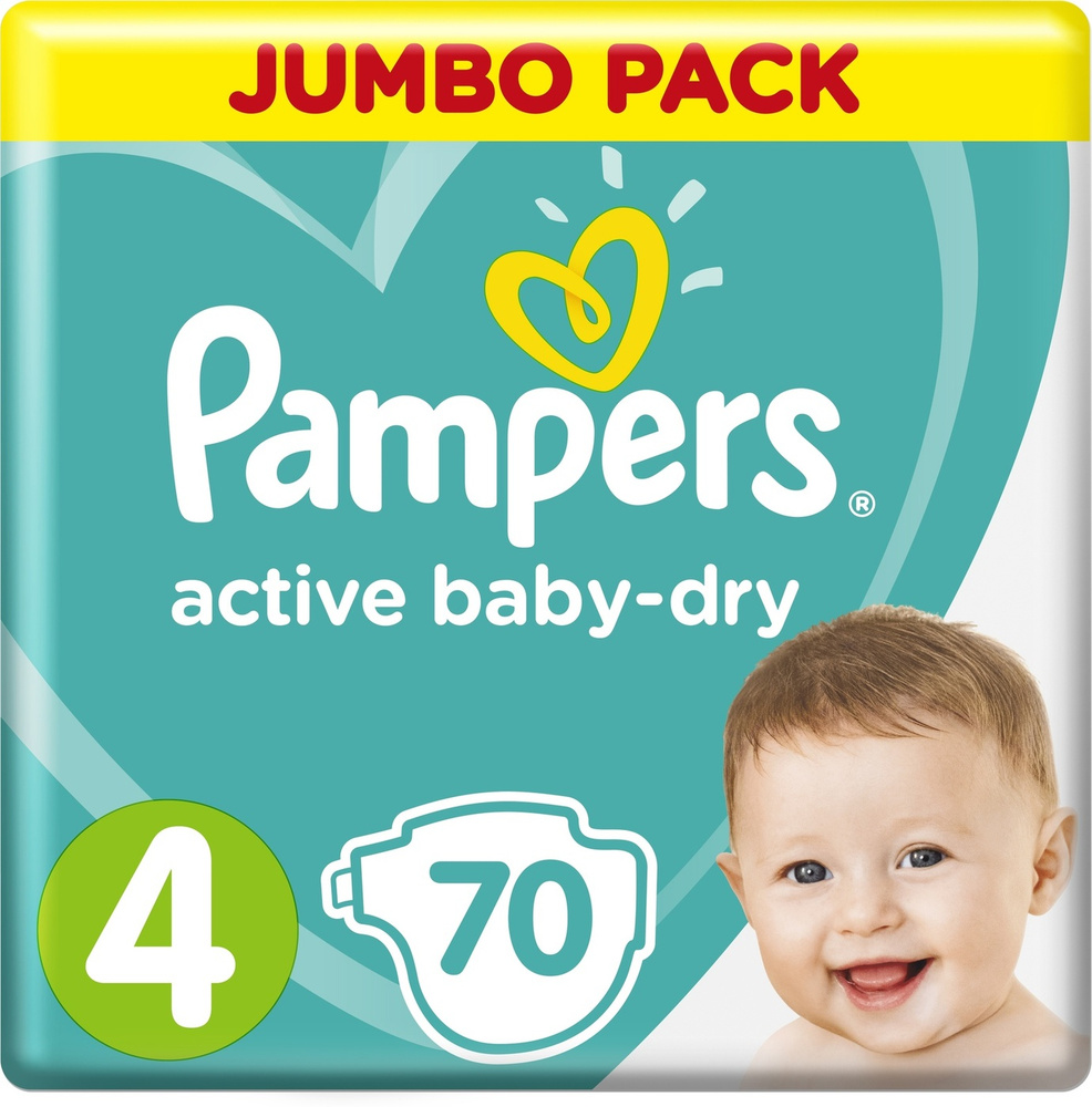 Pampers Подгузники Active Baby-Dry 9-14 кг (размер 4) 70 шт #1