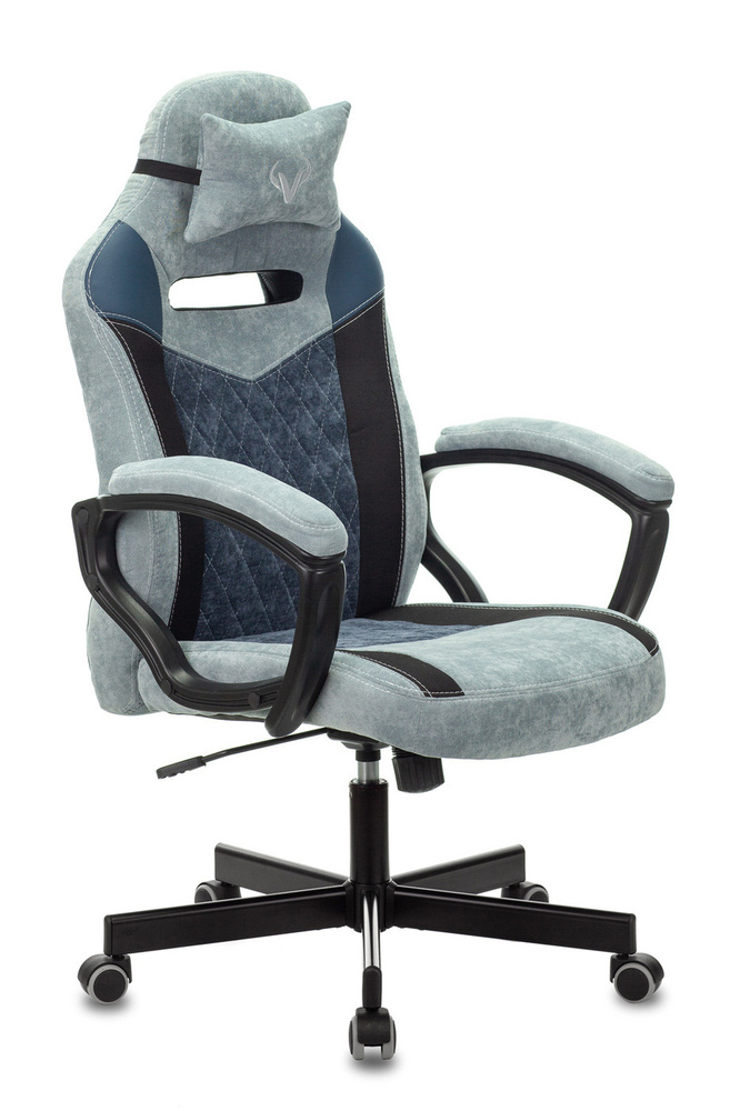 Кресло игровое Zombie VIKING 6 KNIGHT серо-голубой, ткань, экокожа / Компьютерное геймерское кресло, #1