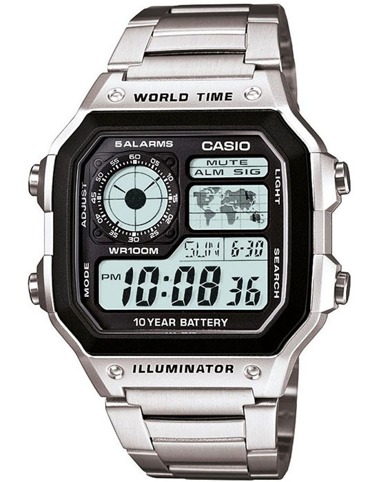 Электронные японские часы Casio Illuminator AE-1200WHD-1A с 10 летней батарейкой, секундомером, будильником, #1