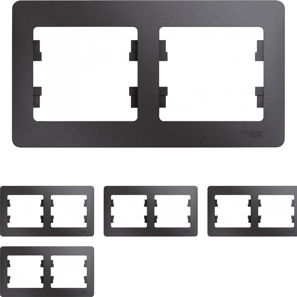 Рамка Schneider Electric Glossa двухместная горизонтальная графит (комплект из 4 шт.)  #1