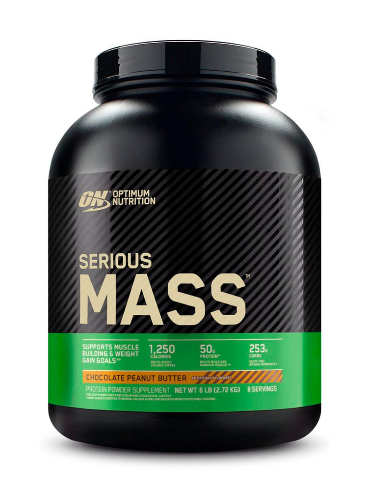 Гейнер с витаминами, глутамином Optimum Nutrition Serious Mass 2720 гр Шоколадное арахисовое масло  #1