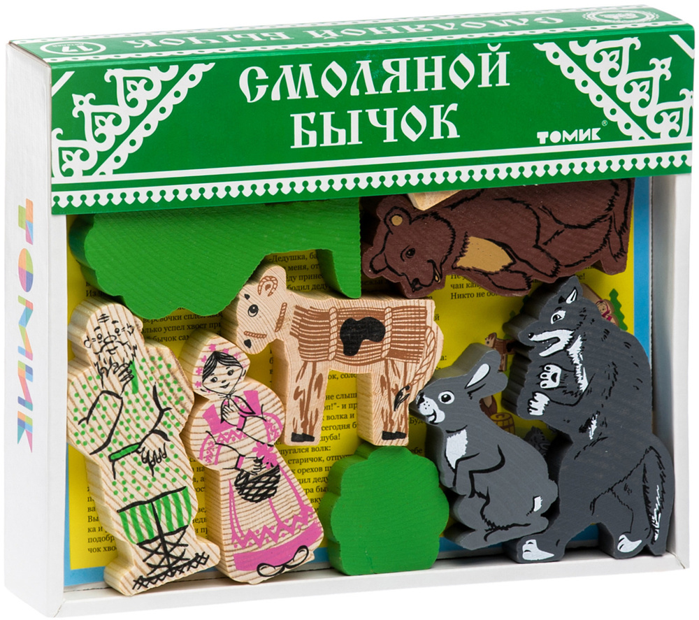 Настольный кукольный театр Томик "Сказки. Смоляной бычок", сюжетно-ролевой набор из 7 деревянных фигурок #1