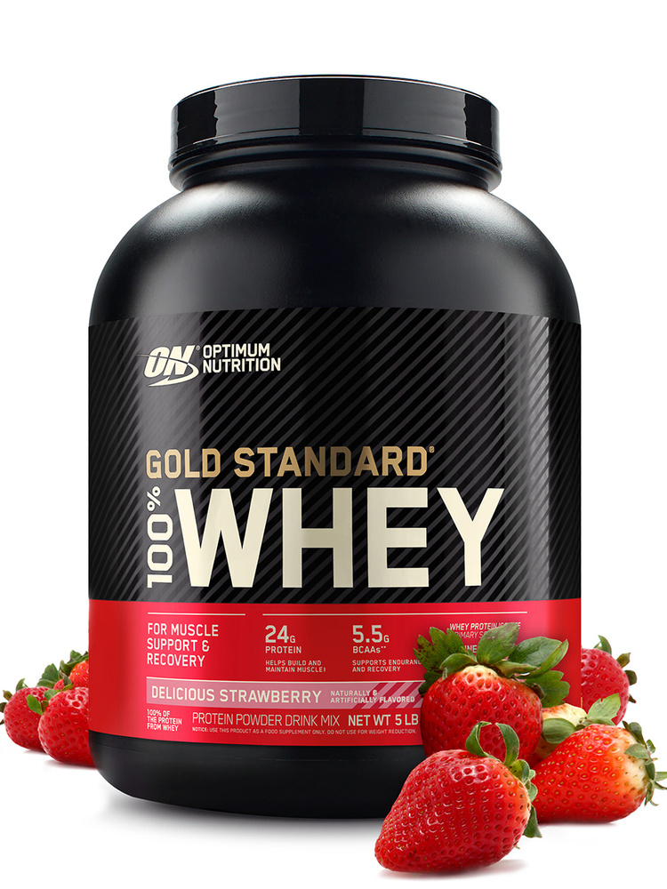 Сывороточный протеин Optimum Nutrition Gold Standard 100% Whey 2270 гр Клубника  #1