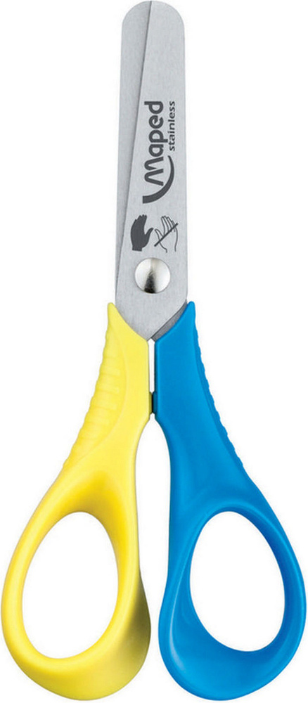 Ножницы для левшей MAPED VIVO Reflex3D 12см, детские, эргономичные симметричные кольца, желтый  #1