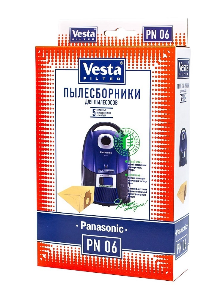 PN06 Мешки для пылесосов PANASONIC, 5 шт + 1фильтр #1