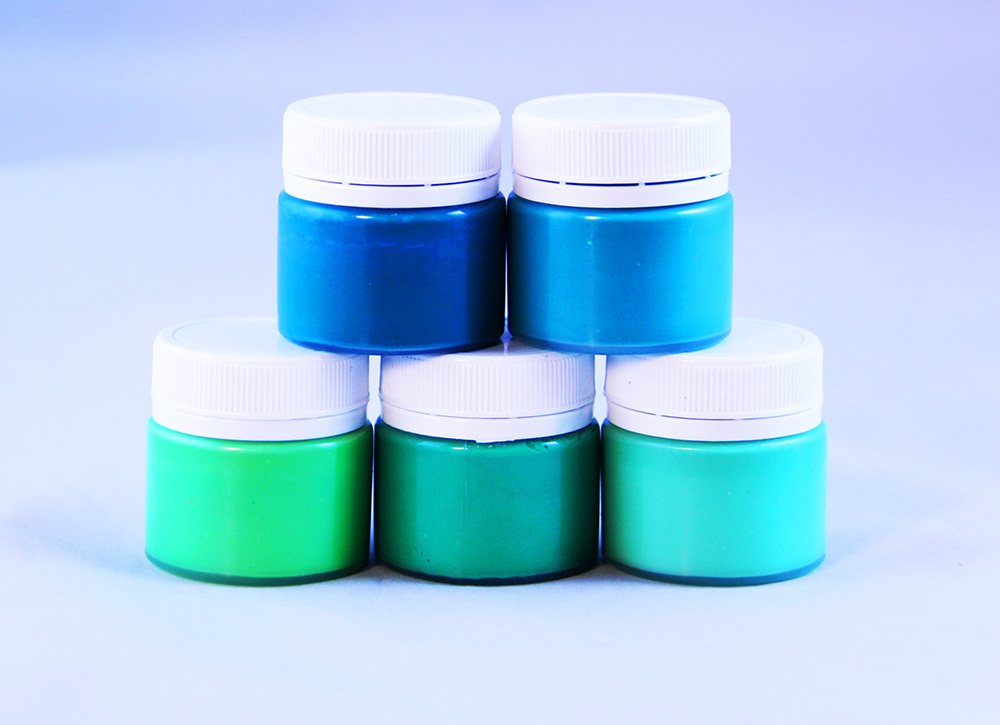 Краска флуоресцентная акриловая "VESTA BRILLIANT" набор 5 шт по 20 мл "зеленые цвета".  #1