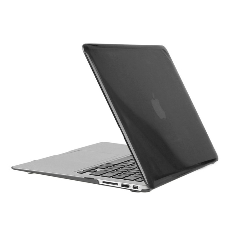 Чехол MacBook Air 13 A1466 / A1369 (2011-2017) прозрачный пластик глянцевый бренд BRONKA (черный)  #1