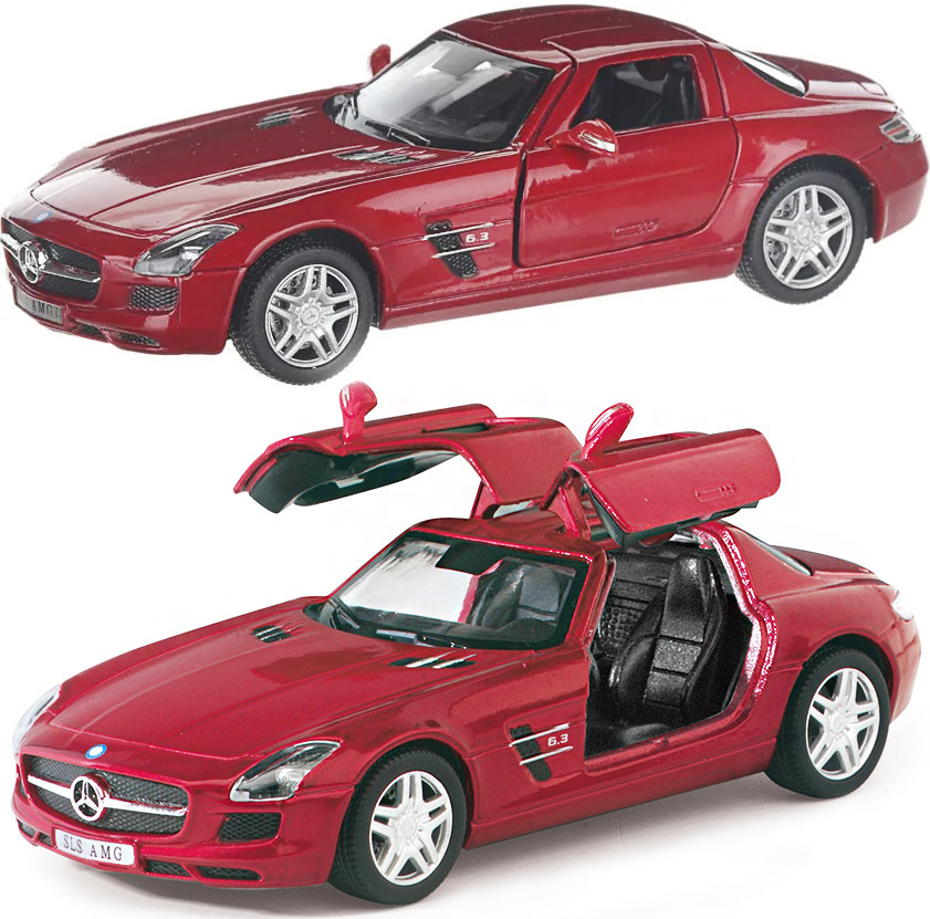 Машинка металлическая Kinsmart 1:36 Mercedes-Benz SLS AMG 5349DKT инерционная, двери открываются / Бордовый #1