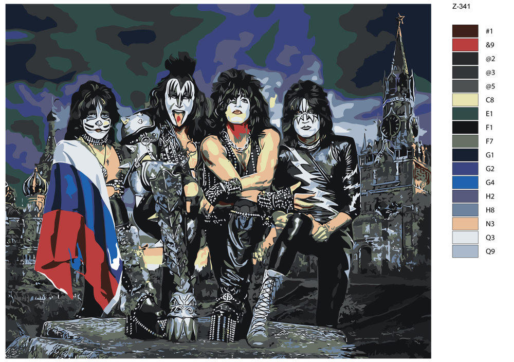 Картина по номерам Z341 "Рок группа Kiss" 40x50 #1