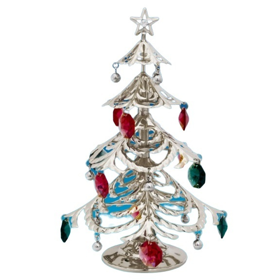 Сувенир с кристаллами Swarovski 1326/2 елка новогодняя посеребристый 14см  #1