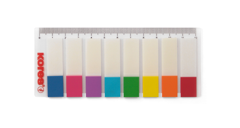 Закладки клейкие самоклеящиеся для книг и ежедневника Kores пластиковые 8 цветов по 15 листов 12х45 мм #1