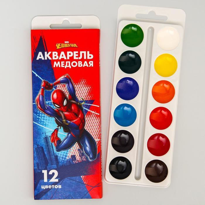 Акварель медовая Человек-паук, 12 цветов, в картонной коробке, без кисти  #1