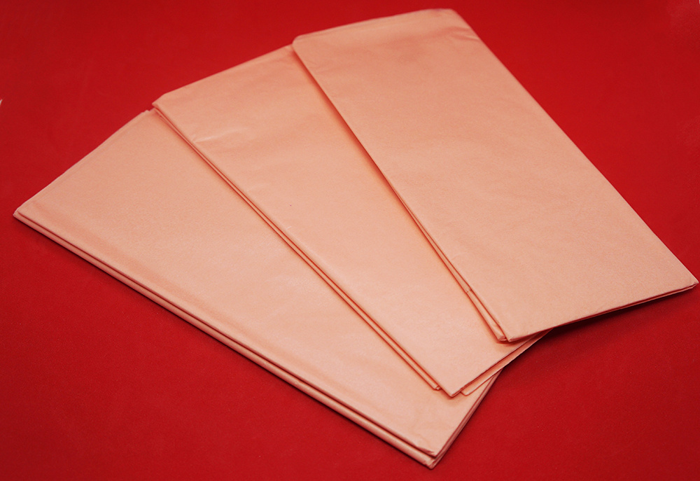 Бумага упаковочная тишью 30 листов 51x66см. цвет персиковый  #1