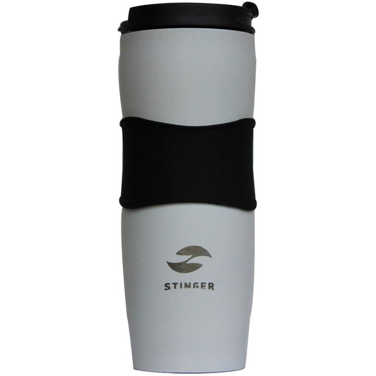 Термокружка Stinger, 0,4 л, сталь/пластик/силикон, белая, 7,2х19,4 см, непротекающая крышка-клапан  #1