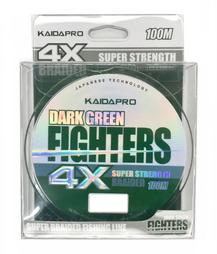 KAIDA Плетеный шнур FIGHTERS 4X dark green PX402-20 100м 0,20мм плетенка кайда  #1