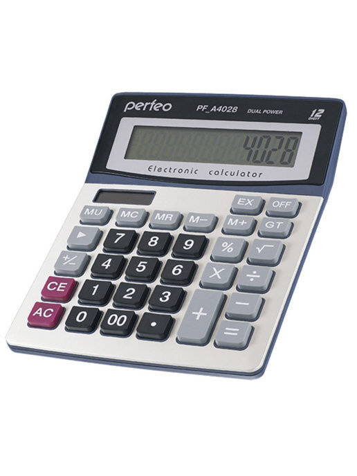 Perfeo калькулятор PF_A4028, бухгалтерский, 12-разр., GT, серебристый  #1