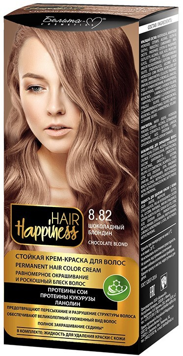 Белита-М Краска для волос HAIR HAPPINESS крем Стойкая тон №8.82 Шоколадный блондин  #1