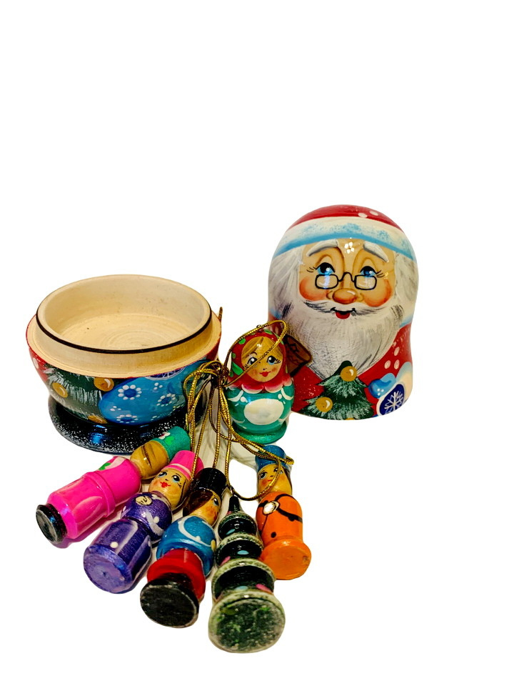 Матрешка ДИННИ Коробейник Дед Мороз 6 игрушек развивающие деревянные народные игры для детей и малышей #1