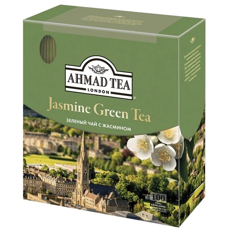 Чай AHMAD (Ахмад) "Jasmine Green Tea", зелёный с жасмином, 100 пакетиков по 2 г  #1