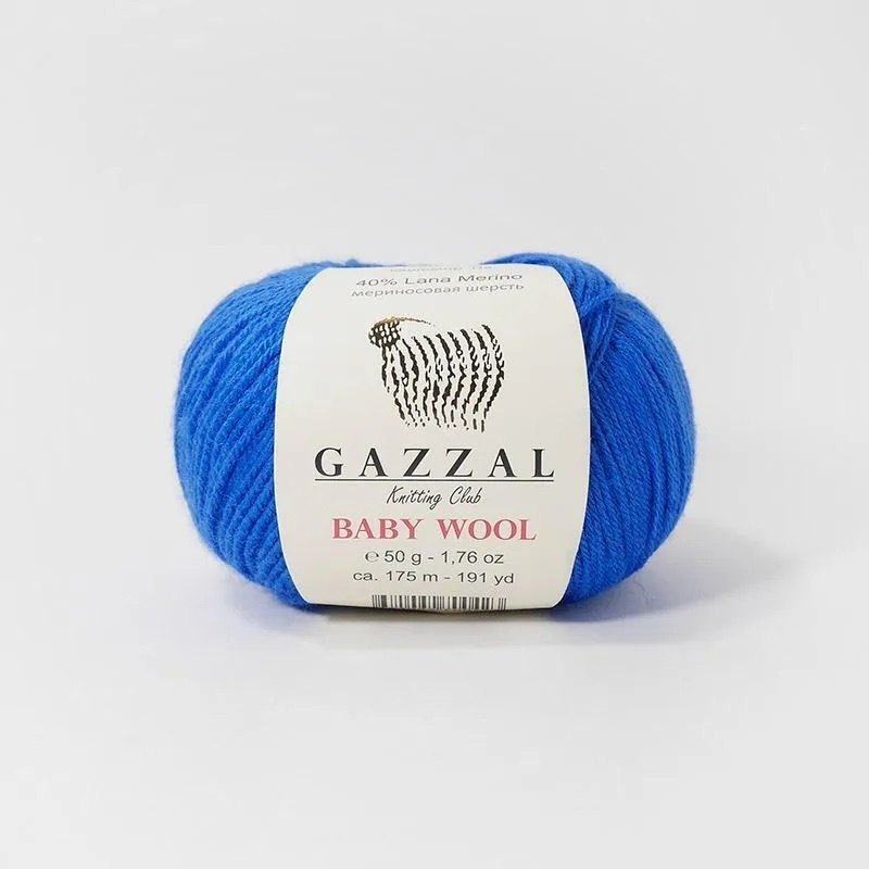 Пряжа Gazzal Baby Wool (Газал Беби Вул) шерсть мериноса/ кашемир ПА/ акрил, 830 василек, 1 моток  #1