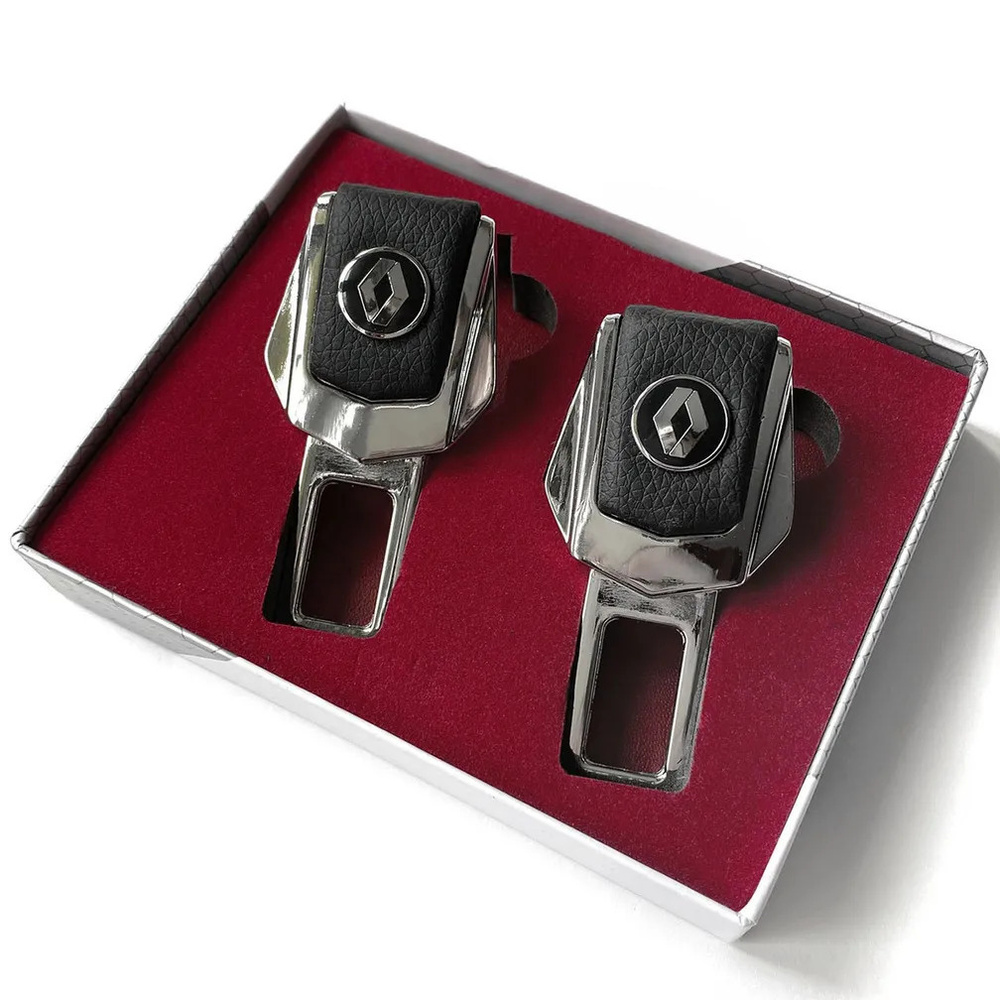 Заглушки ремней безопасности Renault (Рено) Натуральная кожа, хромированный металл, в подарочной упаковке, #1