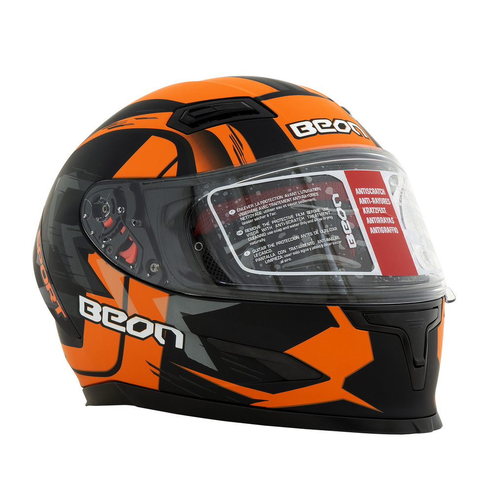 Мотошлем Beon интеграл B-503 black/orange M #1