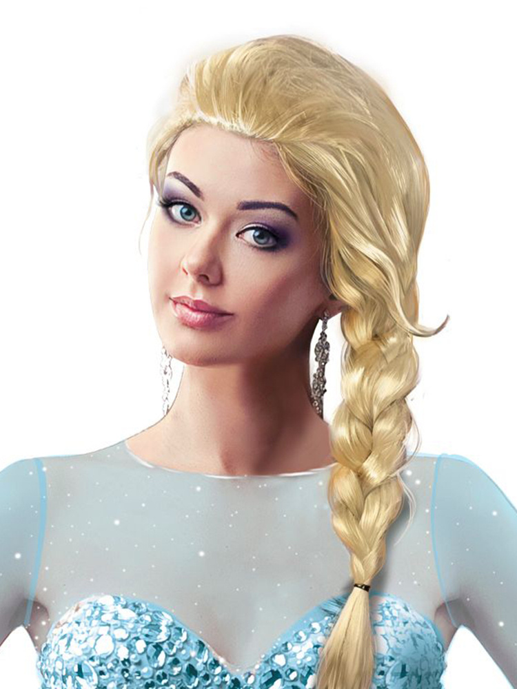 Карнавальный праздничный парик из искусственного волоса Riota Холодное сердце Принцесса Эльза, блонд #1