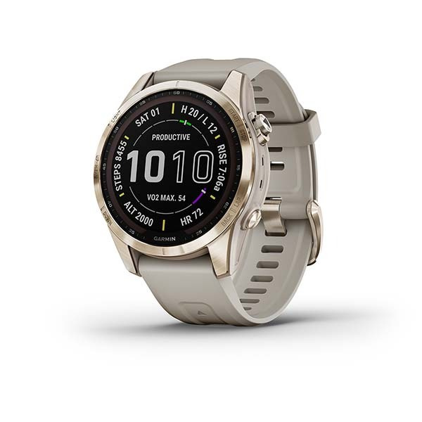 Часы Garmin Fenix 7S Sapphire Solar, титановый кремово-золотой, сапфировое стекло Power Sapphire с технологией #1