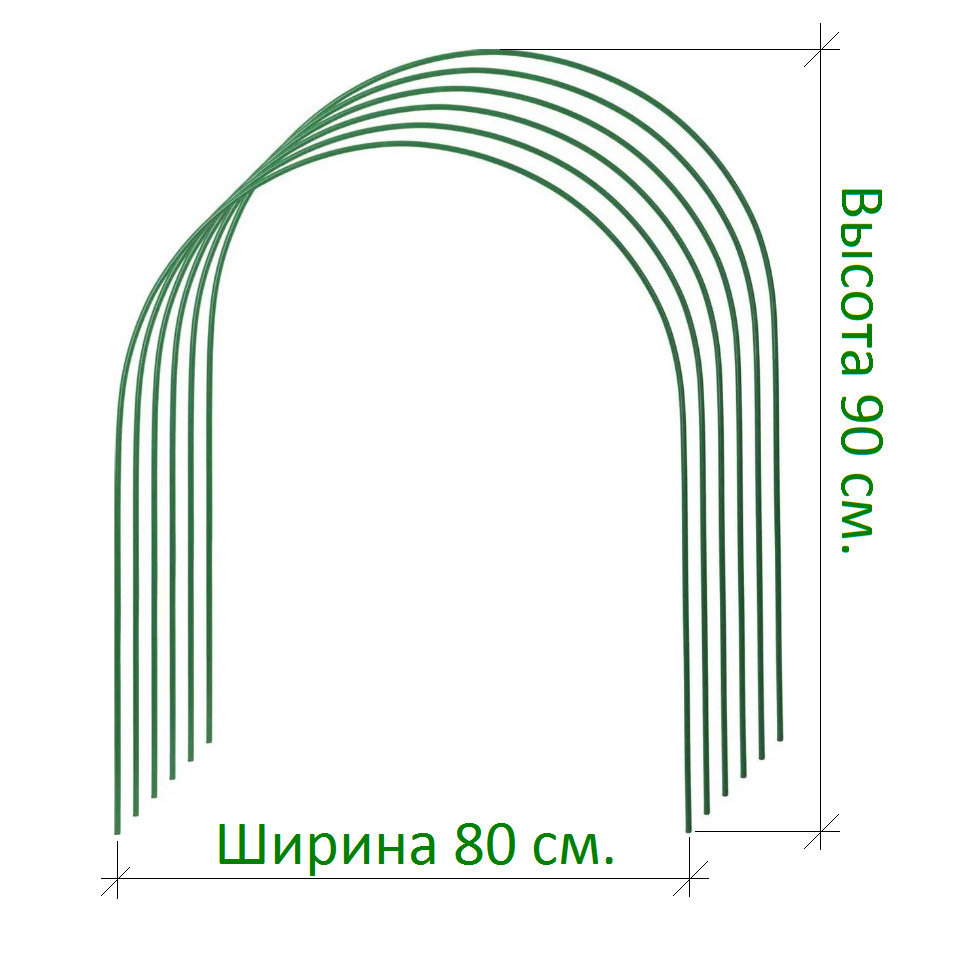 Комплект дуг для парника 2 м х 0.8 м х 0.9 м, Сталь, ПВХ (поливинилхлорид), 6 шт  #1