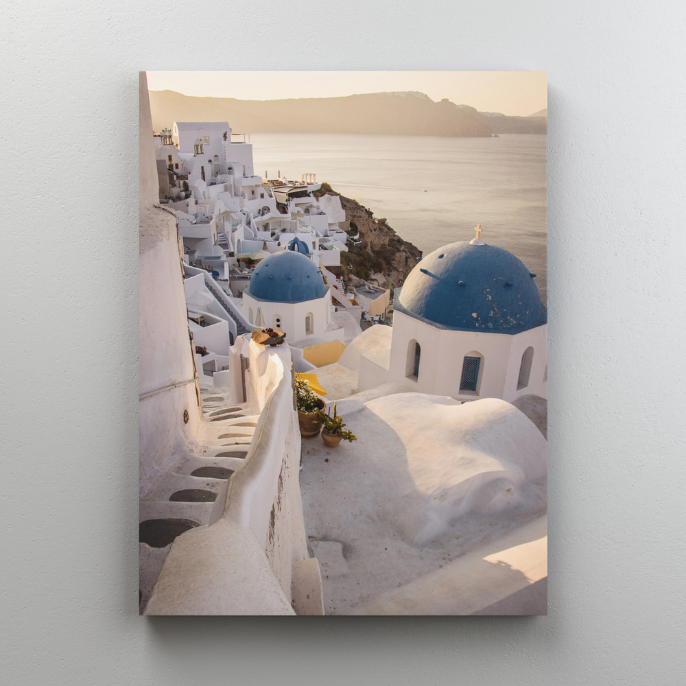 Интерьерная картина на холсте "Санторини на закате" архитектура, на подрамнике 60x80 см  #1