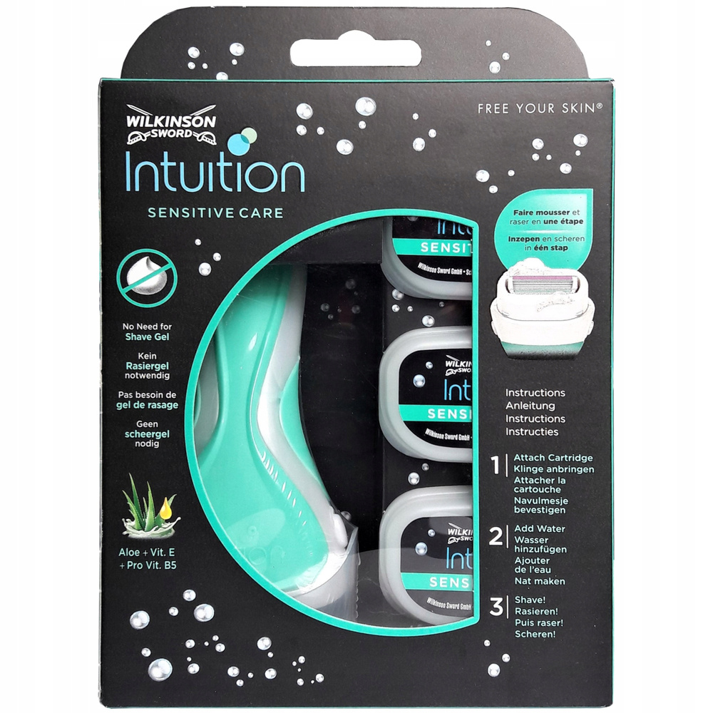 Wilkinson Sword / SCHICK Intuition Sensitive Care / Бритвенный женский станок с 3-я сменными кассетами #1