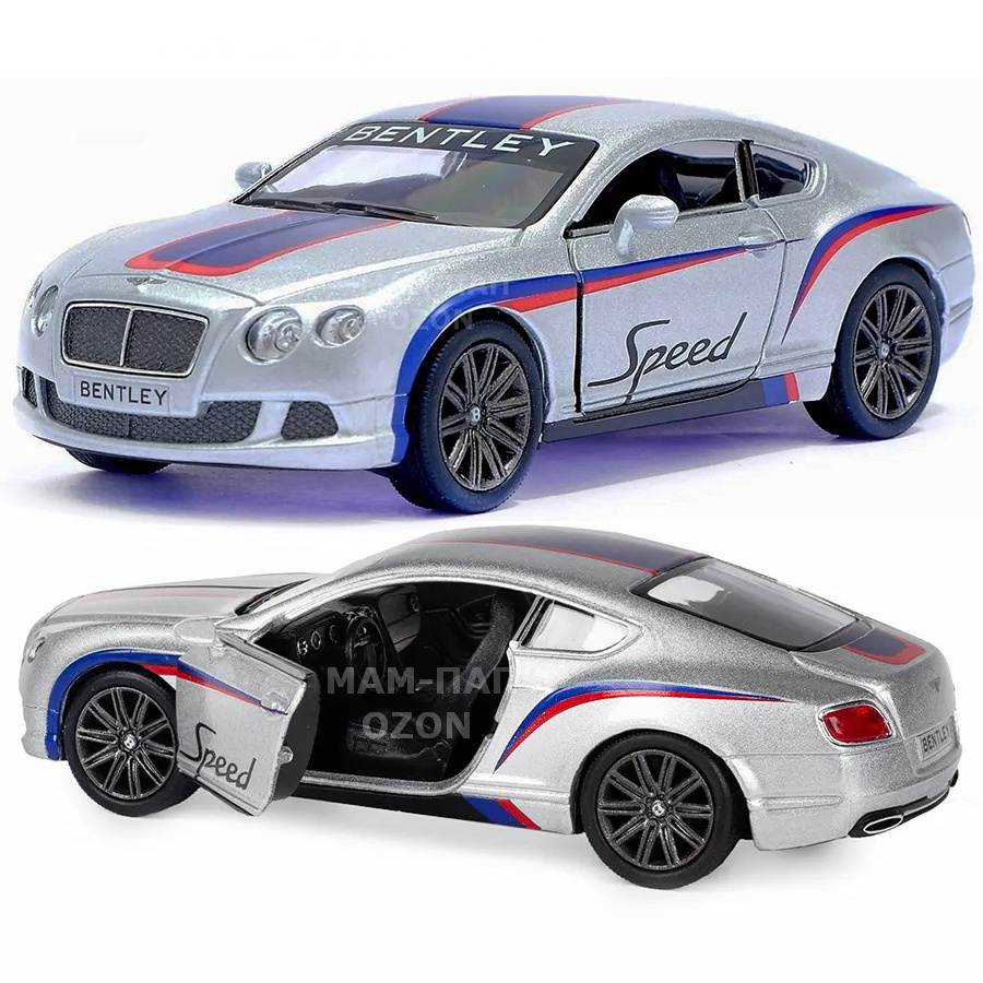 Машинка металлическая Kinsmart 1:38 2012 Bentley Continental GT Speed KT5369FD инерционная, двери открываются #1