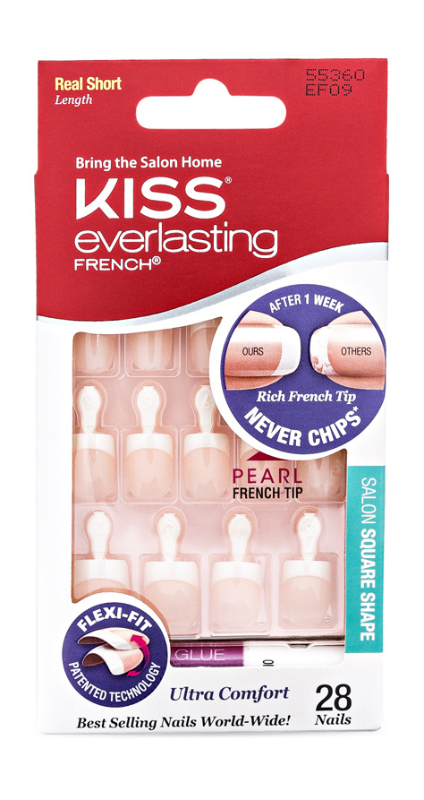 Набор накладных ногтей с клеем / KISS Everlasting French Nail Set Real Short  #1