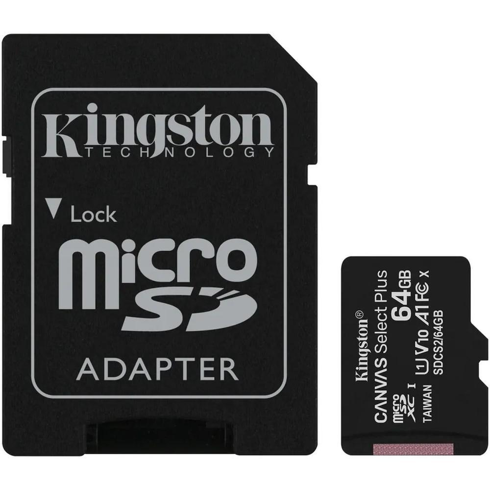 Карта памяти Micro SecureDigital 64Gb Kingston Canvas Select Plus SDXC class 10 UHS-I (SDCS2/64GB) + #1