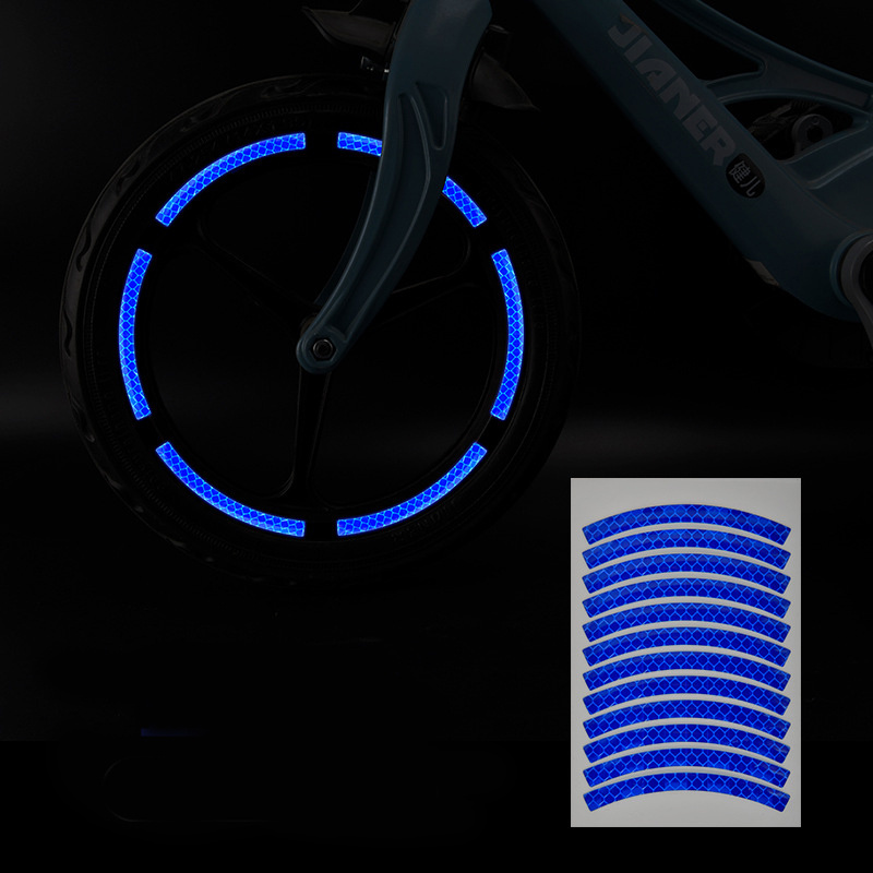 Светоотражающая лента наклейка 8 штук, цвет: синий / светоотражатель катафот для колес велосипеда, самоката, #1