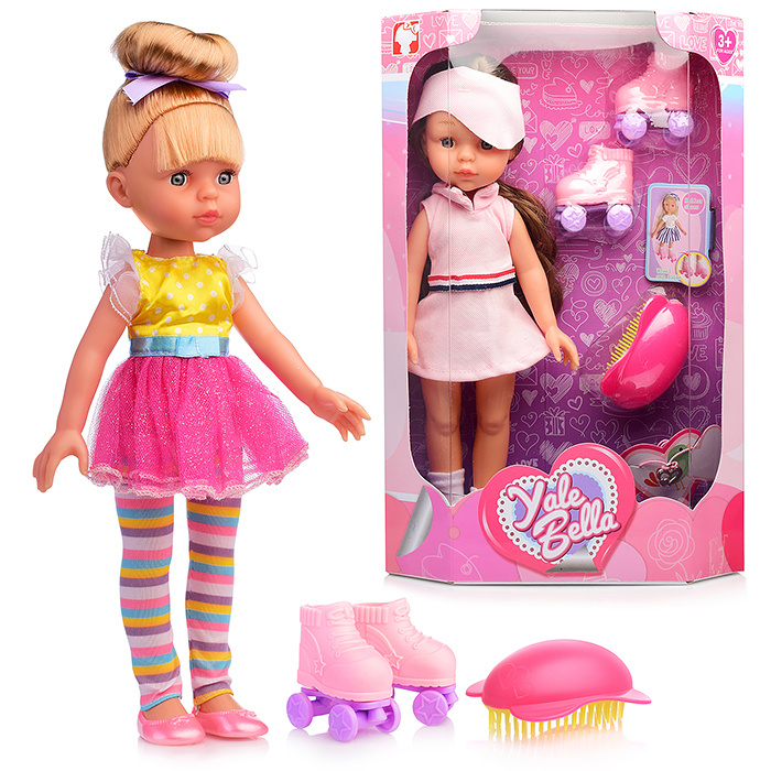 Кукла 33см в платье с роликами и расческой, цвет МИКС, в коробке R206A Yale Baby  #1