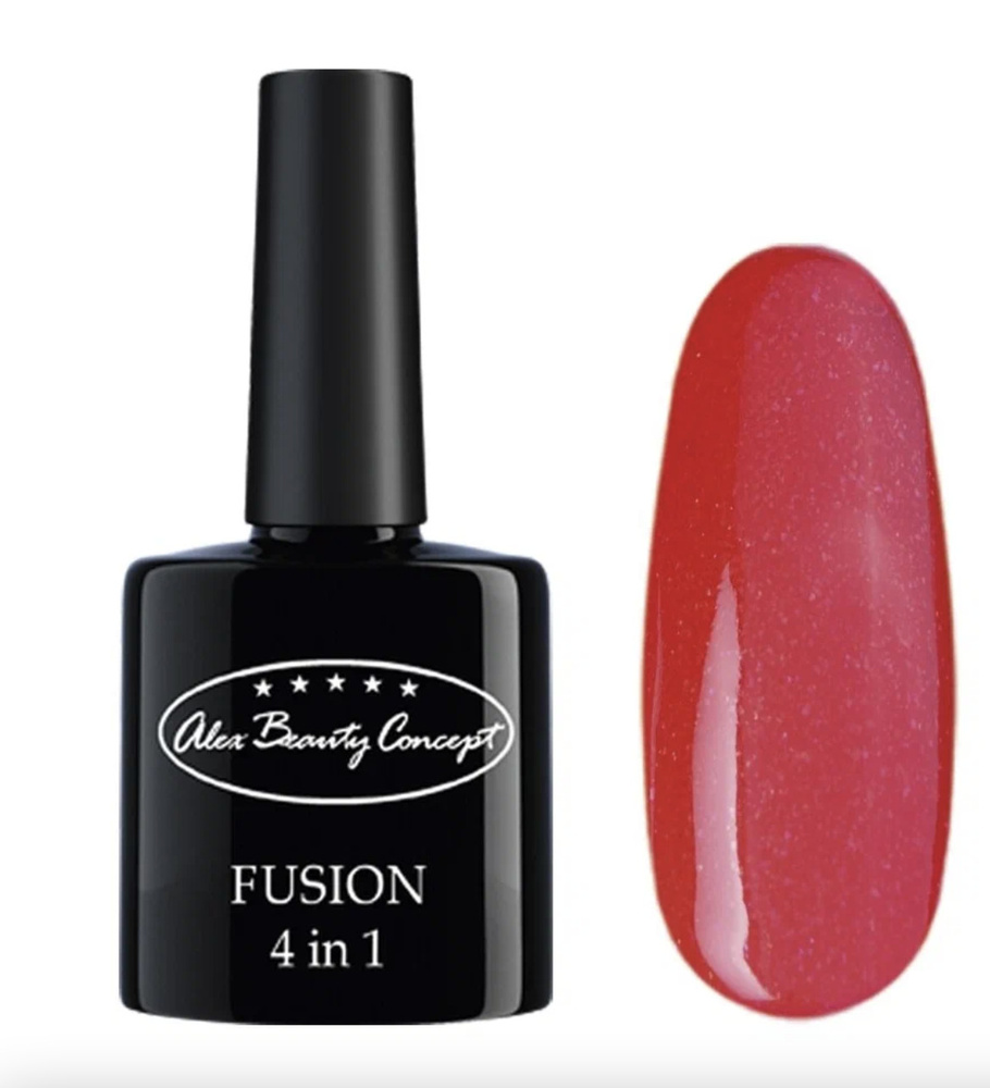 Alex Beauty Concept гель лак для ногтей FUSION 4 IN 1 GEL, 7.5 мл., цвет морковно-красный с блестками #1