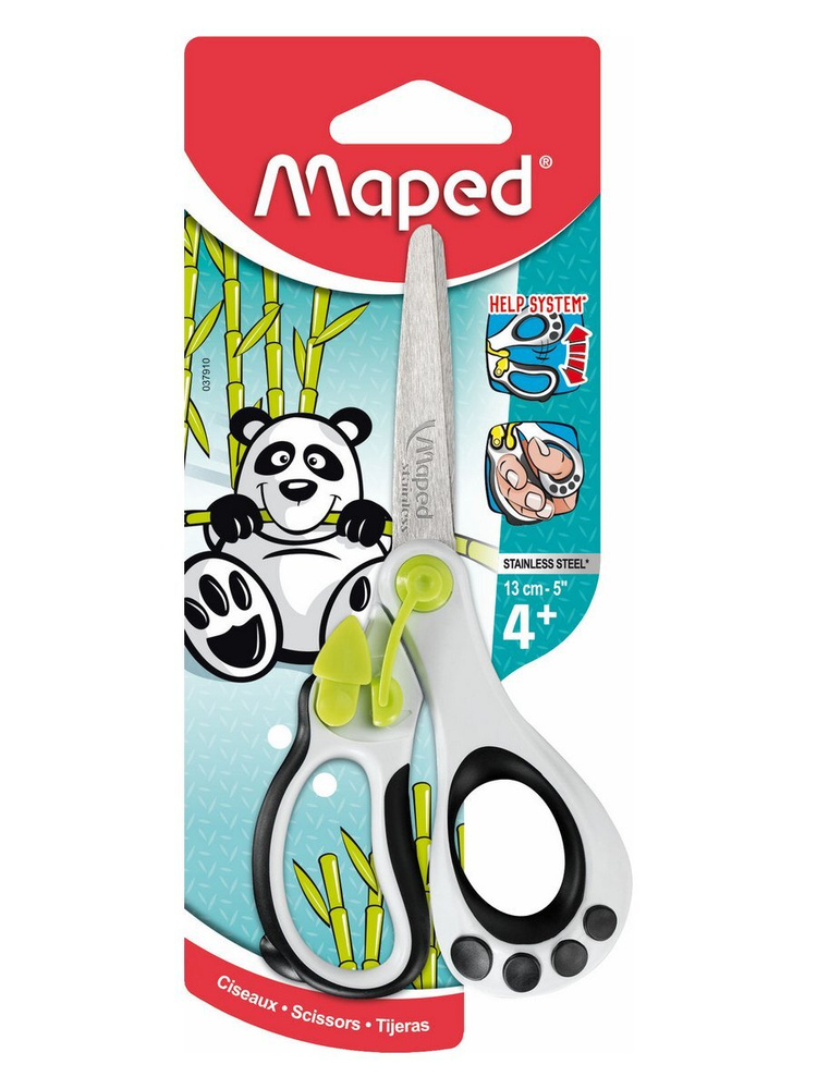 Детские ножницы MAPED Кoopy 13 см, с закругленными лезвиями, Панда, блистер  #1