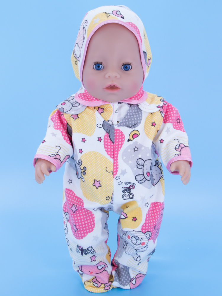 Одежда для кукол Модница Фланелевый набор для пупса Беби Бон (Baby Born) 43 см белый-розовый  #1