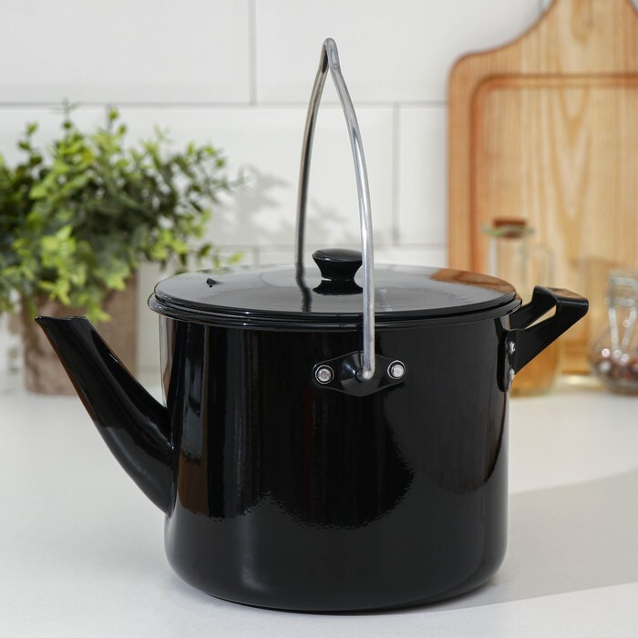 Чайник-котелок с декоративным покрытием, 2,5 л, цвет чёрный  #1