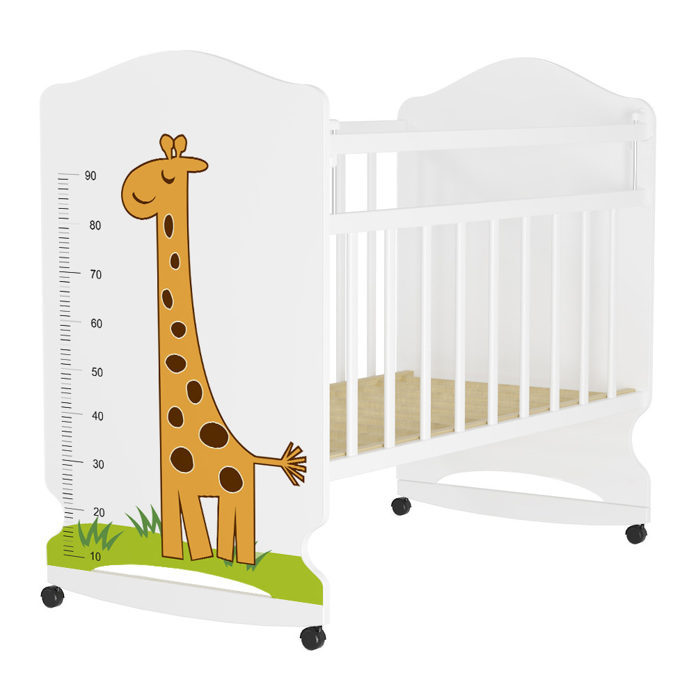 Кровать детская ВДК Морозко, колесо-качалка, маятник, белый, жираф  #1